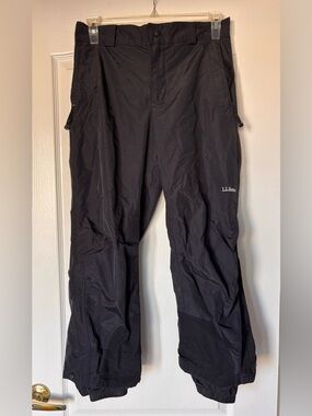 LL Bean Womens Waterproof Rain Pants Medium Petite Black lightly lined Outdoor